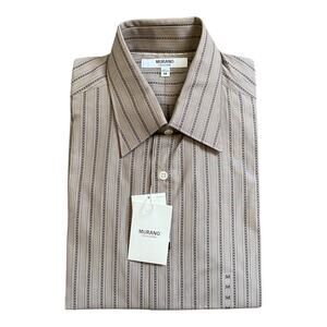 Murano Collezione Men's Medium Long Sleeved Brown e Button Up Dress Shirt